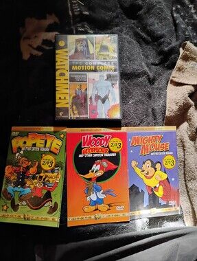 Watchmen Popeye Woody Woodpecker Mighty Mouse 5 Discs Cartoon DvD Bundled Lot